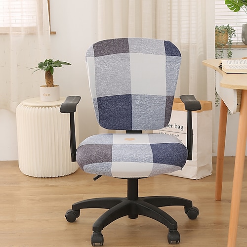Bürostuhl-Bezug, Computer-Schreibtischstuhl-Bezug, Stretch-Spandex, Staubschutz, universal, geteilt, rotierender Drehstuhl-Schonbezug, Schutz, 2-teiliges Set, Büro-Geschenk für Damen und Herren Image