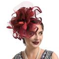 Fascinators Kentucky Derby Hut Kopfbedeckung Organza Fedora Hut Schleier Hut Urlaub Cocktail Retro elegant mit Feder reine Farbe Kopfbedeckung Kopfbedeckung