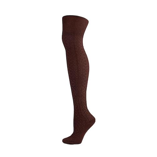 Damen Strümpfe Oberschenkelhohe Crimpsocken Strumpfhose warm halten Beinformung Hochelastisch Jacquard Knielange Socken Hellblau Schwarz Wein Einheitsgröße
