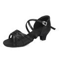 Mädchen-Latein-Ballsaal-Tanzschuhe, Seide, Salsa, Tango, Training, Übungstanzschuhe, niedriger Absatz, 4 cm