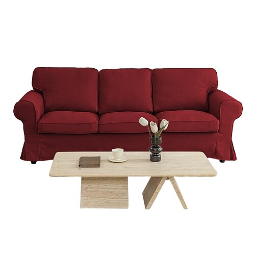 3-Sitzer Sofaüberwurf Ektorp Couchbezug mit 3 Kissenbezügen und 3 Rückenlehnenbezügen Burgunderrot Ektorp Überzug Waschbarer Möbel Schoner Image