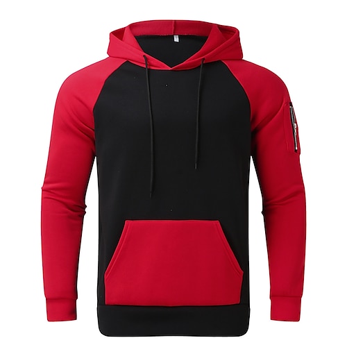 Herren Hoodie Sweatshirt Kapuze Schwarz Gelb Rote Blau Orange Mit Kapuze Farbblock Sport Natur Täglich Festtage Strassenmode Cool Brautkleider schlicht Frühling Herbst Bekleidung Kapuzenpullover Image