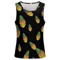 Herren Tank Top Unterhemden Grafischen T-Shirt Lustige T-Shirts Ärmelloses T-Shirt für Männer Ananas Rundhalsausschnitt Hellgelb Schwarz Gelb Rosa Grün 3D-Druck Täglich Festtage Ärmellos 3D-Druck