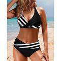 Damen Badeanzug Bikinis Normal Bademode 2 teilig Streifen Print Gestreift Strandbekleidung Push-Up Hosen Badeanzüge