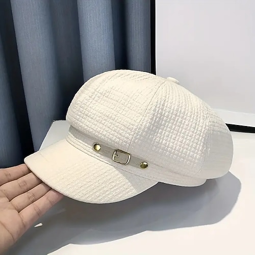 Elegante geprägte Baskenmützen, klassische einfarbige Baskenmütze im britischen Stil, atmungsaktive Newsboy-Hüte für Damen im Herbst Winter Image