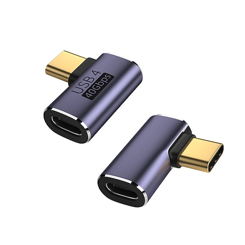 USB-C-Adapter, 90-Grad-Winkel, Typ-C-Stecker auf Buchse, Adapter-Extender-Unterstützung, 100-W-Schnellladung, 40-GB/s-Datenübertragung, 8k@60-Hz-Videoausgang für Laptops, Tablets, Mobiltelefone Image