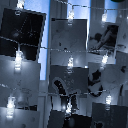 LED Lichterkette Fotoklammer USB LED Feenlichter Batteriebetriebene Girlande Schlafzimmer Haus Party Hochzeitsdekoration Image