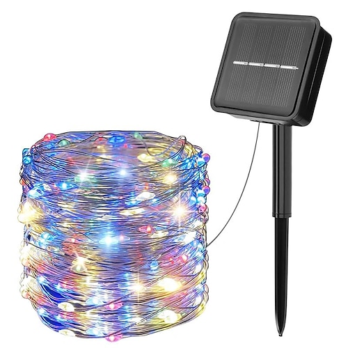 1 Stück LED Solar Licht Außen wasserdicht 8 Modi Feen Girlanden Lichterkette Solar Lampe Hochzeits Neujahrs Feiertagsdekoration für Baum Party Garten Außen Halloween Dekorationslichter Außen Image