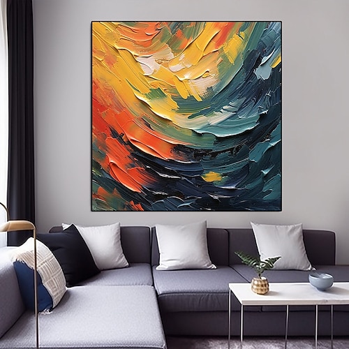 Buntes abstraktes Gemälde, 100 % handgefertigt, Kunst auf Leinwand, strukturiertes Gemälde, abstraktes Ölgemälde aus Acryl, Wanddekoration für Wohnzimmer, Büro, Schlafzimmer, Wandkunst, Gemälde Image
