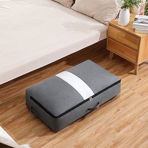 Aufbewahrungstasche für den Bettboden, Aufbewahrungstasche für Kleidungsdecken mit transparentem Fenster, faltbare Kleiderschrank-Organizer-Tasche mit großem Fassungsvermögen Image