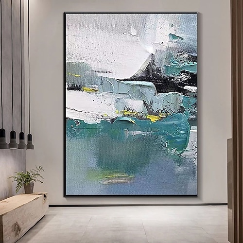 Handgefertigtes, handgemaltes Ölgemälde, dicke Textur, Wandkunst, modernes abstraktes Schwarz-Weiß-Gemälde, Heimdekoration, Dekor, gerollte Leinwand, kein Rahmen, ungedehnt Image