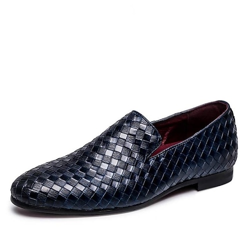 Herren-Loafer aus gewebtem Kunstleder in Blau – stilvolle Schlupfschuhe für formelle und legere Anlässe Image