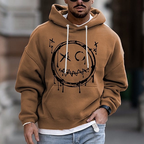 Herren Cartoon Grafikdrucke Kapuzensweatshirt Kapuzenshirts Pullover Streetwear Designer Basic Lässig Langarm Mit Kapuze Täglich Sport Rosa Blau Orange Braun Grün Druck Frühling Herbst Designer S M Image