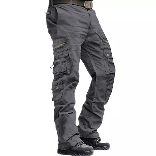 Herren Cargohose Cargohosen Cargohose Taktische Hose Taktisch Arbeitshose Multi Pocket Gerade geschnitten Glatt In voller Länge Taktisch Schwarz Kaki Mikro-elastisch Image