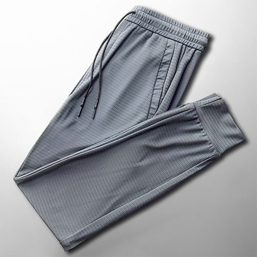 Herren Hose Hosen Freizeithose Kordelzug Elastische Taille Feste Farbe Atmungsaktiv Schnelltrocknend Sports Outdoor Täglich Laufen Dehnbar Lose Netz schwarz [hinter den Füßen Netz schwarz [gerade Image