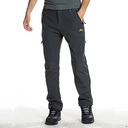 Herren Fleece gefütterte Hose Wanderhose Hose Softshellhose Winter Outdoor thermisch warm wasserdicht winddicht isoliert leichte Hose 5 Reißverschlusstaschen elastische Taillenhose Ski Snowboard Image