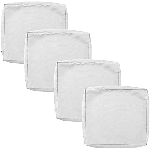 4 Stück wasserdichte Sitzkissenbezüge für den Außenbereich, Terrasse, Garten, gestreift, wasserabweisend, schlicht, quadratisch, Reißverschluss, traditionell, klassisch, einfarbig Image