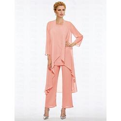 Strandhochzeit Jumpsuit Hosenanzug Mutter der Braut Elegante Plus-Größe Boot-Ausschnitt Bodenlänge Chiffon Ärmellos Wickel inklusive mit einfarbig um zu beeindrucken 2025 kostenlose Maßanfertigung