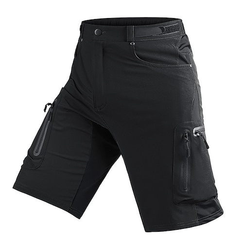 Herren Patchwork MTB-Fahrradhose Fahhrad Weite Shorts MTB-Shorts Mountainbike MTB Straßenradsport Sport 3D-Polster Schnelltrocknend Reflektierende Streifen Feuchtigkeitsableitend Schwarz Armeegrün Image