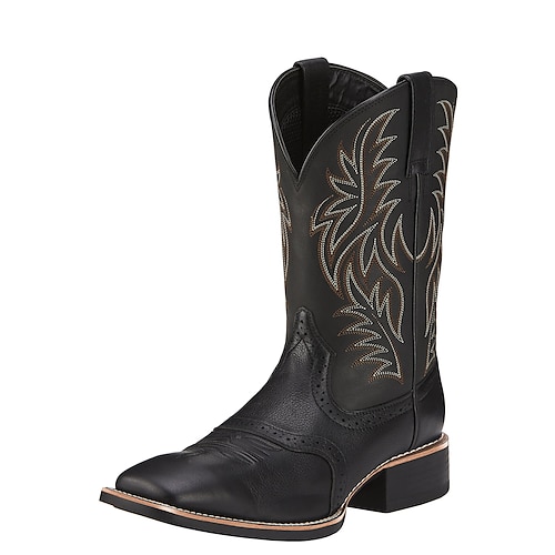Zweifarbige Western-Cowboystiefel aus Kunstleder für Herren – klassisches besticktes Design, robuste Konstruktion, perfekt zum Reiten, für den Außenbereich und als Freizeitkleidung Image