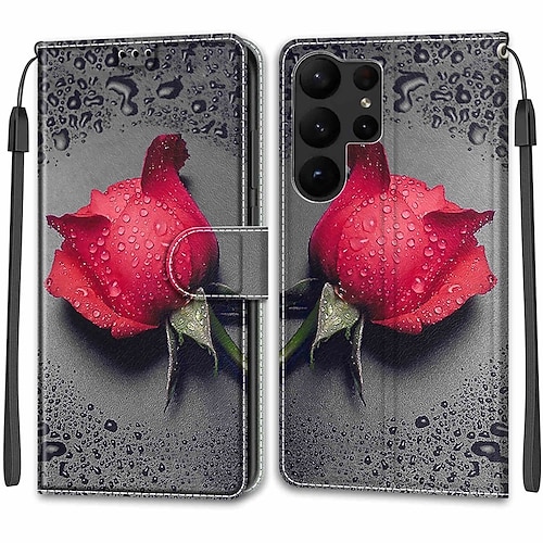 Handy Hülle Handyhüllen Für Samsung Galaxy S25 S24 S23 S22 S21 FE S21 Ultra Plus A54 A32 A22 Brieftaschenhülle Mit Ständer Magnetisch Vollschutz TPU PU-Leder Image