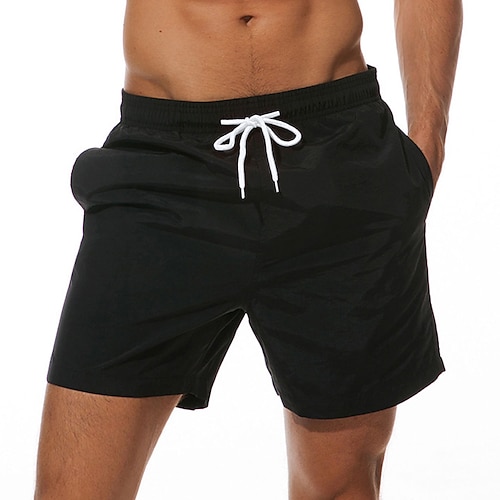 Herren Badeanzug Boardshorts Badeshorts Badehose Schwimmshorts Bademode Sommer-Shorts Tasche Kordelzug mit Mesh-Futter Glatt Schnelltrocknend Outdoor Festtage Ausgehen Stilvoll Boho Graues Grün Image
