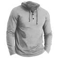 Herren T Shirt Henley-Hoodie Waffelstrick-T-Shirt T-Shirt langarmshirt Farbblock Mit Kapuze Strasse Urlaub Langarm Patchwork Vordertasche Bekleidung Modisch Designer Basic