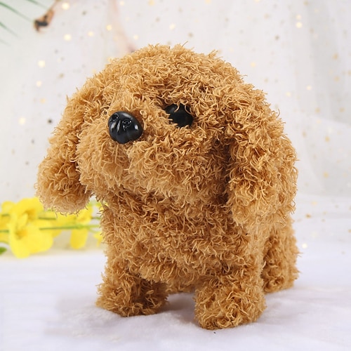 Interaktives Plüschhunde-Spielzeug – Elektronisches Simulationshaustier Plüschhund kleiner weißer Hase der hüpft und Geräusche macht süßer Haustier-Teddy-Hund Husky der mit dem Schwanz wedelt