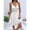 Damen Midikleid Weißes Kleid Abschlusskleid Freizeitkleid Weißes Spitzenhochzeitskleid Streetwear Straße Date Normale Passform Einfach Ärmellos V Ausschnitt Weiß Sommer