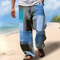 Herren Hose Hosen Sommerhosen Strandhose Kordelzug Elastische Taille 3D-Druck Streifen Grafik-Drucke Geometrie Komfort Casual Täglich Festtage Strassenmode Hawaiianisch Gelb Blau