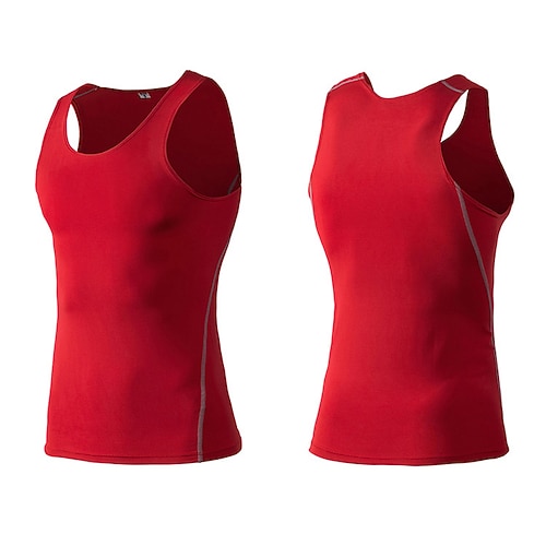 Herren Einfarbig Fitness-Tanktop Kompressions-Tank-Top Sommer Ärmellos Sportlich Schnelltrocknend Weich Feuchtigkeitsableitend Atmungsaktiv Fitnesstraining Aktives Training Laufen Joggen Übung Rote
