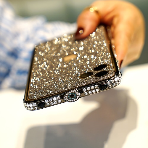 Handy Hülle Handyhüllen Für iPhone 14 Pro Max Plus 13 12 11 Pro Max Rückseite Shutzrahmen Stoßfest Einfarbig Strass Metall Image