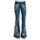 Damen Jeans Denim Blumen Dunkelblau Hellblau Modisch Mittlere Taillenlinie In voller Länge Strasse Täglich Herbst Winter