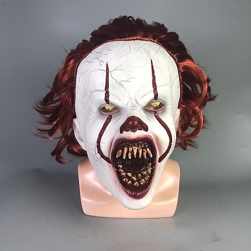 Karneval 2026 Pennywise Killerclown Karneval Maske Es Horror Gruseliges Kostüm Erwachsene Unisex Halloween Karneval Einfaches Karnevalskostüm Verkleiden Image