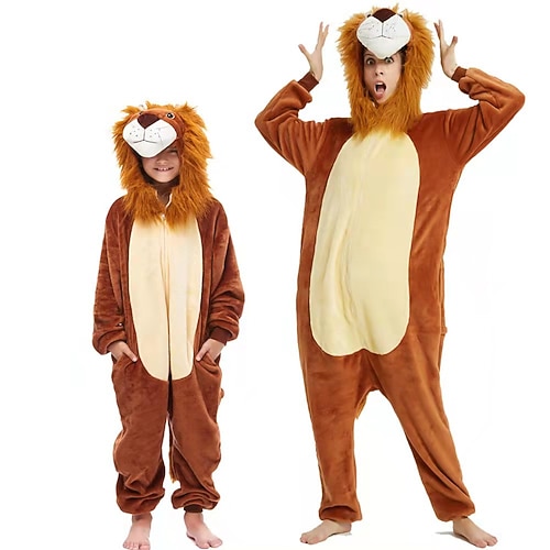 Karnevalskostüm Buchwoche 2026 2026 Tier Dinosaurier Löwe Karneval Kigurumi-Pyjamas Ausgefallene Kostüme Gruppenkostüm Warm Niedlich Bequem Kinder Erwachsene Unisex Männer und Frauen Jungen und Image