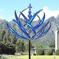 Harlow Windspinner-Rotator, Garten-Windspinner, rotierende 3D-Windmühle mit kinetischem Wind, blauer Lotus-Windspinner, reflektierender Windspinner-Ro-Tator, dynamischer Windspinner, Lotus-Windmühle für den Garten