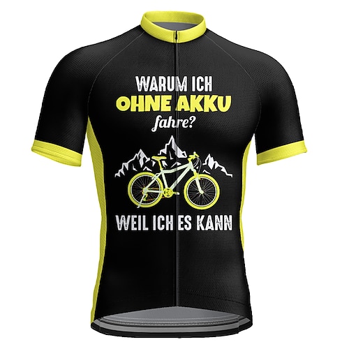Herren Radtrikot Grafik Buchstaben Zahlen Lustig Kurzarm Fahhrad Trikot Oberteil mit 3 Gesäßtaschen Mountainbike MTB Straßenradsport Schnelltrocknend Reflektierende Streifen Rückentasche Image