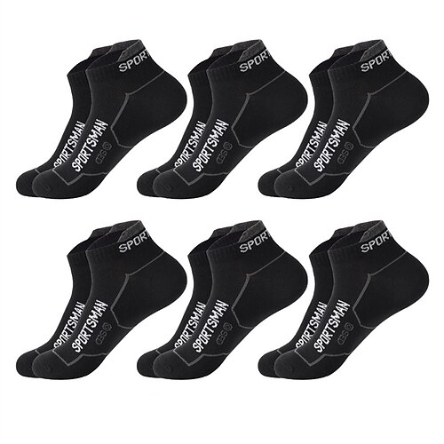 Herren 6er Pack Mehrfachpackungen Socken Ankle Socken Niedrig geschnittene Socken Laufsport Socken Freizeitsocken Schwarz Weiß Farbe Farbblock Sport Natur Casual Täglich Grundlegend Mittel Frühling Image