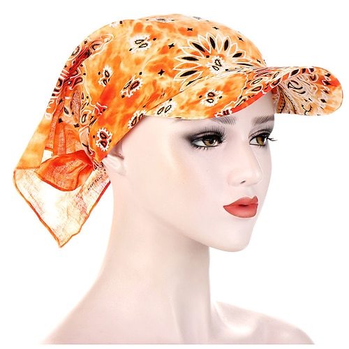 Damen Bandana Schal Cap Sonnencreme Hedging Cap bedruckte Krempe Baseballmütze bunter Sonnenschirm mit Kapuze Schal Kopfbedeckung Kopftuch Baseballmütze Image