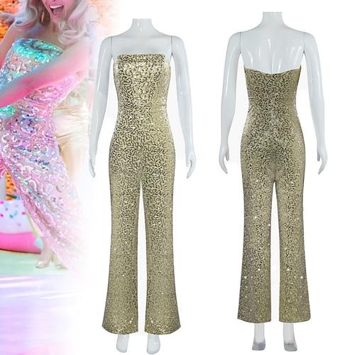 Puppe Ken Damen Film Cosplay Retro Vintage Gold Jumpsuit