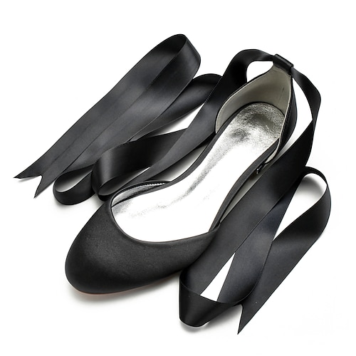 Grüne Ballerinas aus Satin für Damen mit langen Bändern, elegante und bequeme Schuhe für Hochzeiten und besondere Anlässe Image