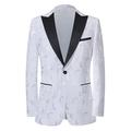 Herren-Jacquard-Blazer mit Rosenblütenmuster für Hochzeit, Party, maßgeschneiderte Passform, normale Passform, Pflanzendruck, Schwarz, Weiß, Rot, Dunkelblau, 2024