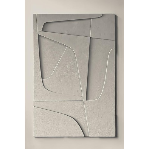 Schwarz-Weiß-abstrakte Textur 3D-Geometrie-Kunstmalerei auf Leinwand moderne minimale Wanddekoration skulpturale Posterbilder Image