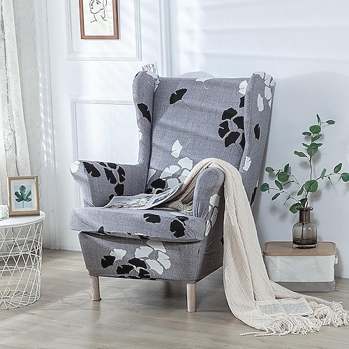 Stretch Ohrensesselbezug Ohrensesselbezüge mit Sitzkissenbezug Spandex Jacquard Ohrensesselbezüge für Ikea Strandmon Chair Image