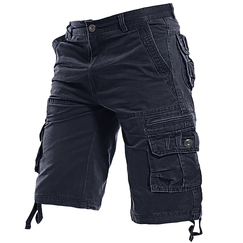 Herren Cargo Shorts Kurze Hosen Shorts Kurze Hosen Kurze Hose für Wanderer Tasche Glatt Komfort Atmungsaktiv Knielänge Arbeit Casual Täglich Modisch Strassenmode Armeegrün Kurkuma Image