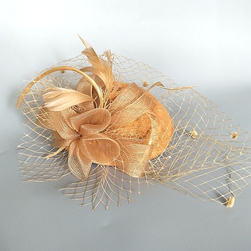 Fascinators Kentucky Derby Hut Kopfbedeckung Federn Netz Eimer Hut Pillbox Hut Hochzeit Party / Abend Damentag Melbourne Cup Cocktail mit Kappe Blumen Kopfbedeckung Kopfbedeckung Image