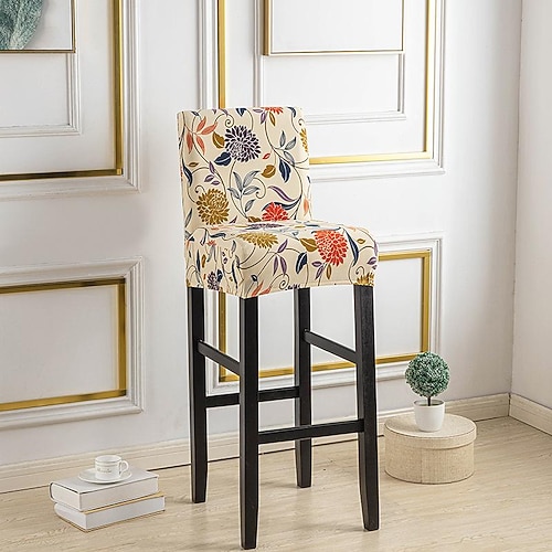 Stretch-Bezug für Barhocker Stuhlhussen, Kneipen-Thekenhocker, Stuhlbezug für Esszimmer, Café, Möbel, Sitzbezug, Stretch-Schutz, rutschfest, mit elastischem Boden Image