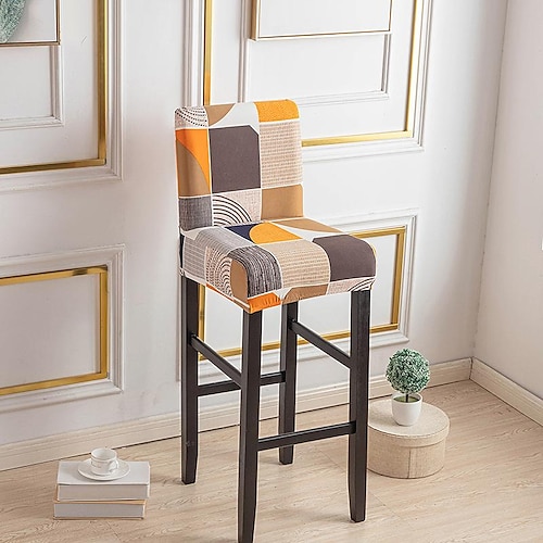 Stretch-Bezug für Barhocker Stuhlhussen, Kneipen-Thekenhocker, Stuhlbezug für Esszimmer, Café, Möbel, Sitzbezug, Stretch-Schutz, rutschfest, mit elastischem Boden