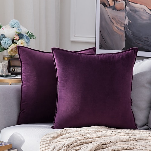 Coolste Kissen, dekorative Wurfkissen, Wurfkissenbezug, Samt-Bauernhaus-Kissenbezug für Schlafzimmer, Wohnzimmer, Kissenbezug in Rosa, Blau, Salbeigrün, Lila, Gelb Image