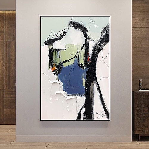 Handgefertigte Ölgemälde auf Leinwand, Wandkunst, Dekoration, moderne abstrakte Farbmessermalerei für Wohnkultur, gerollt, rahmenlos, ungedehnt Image